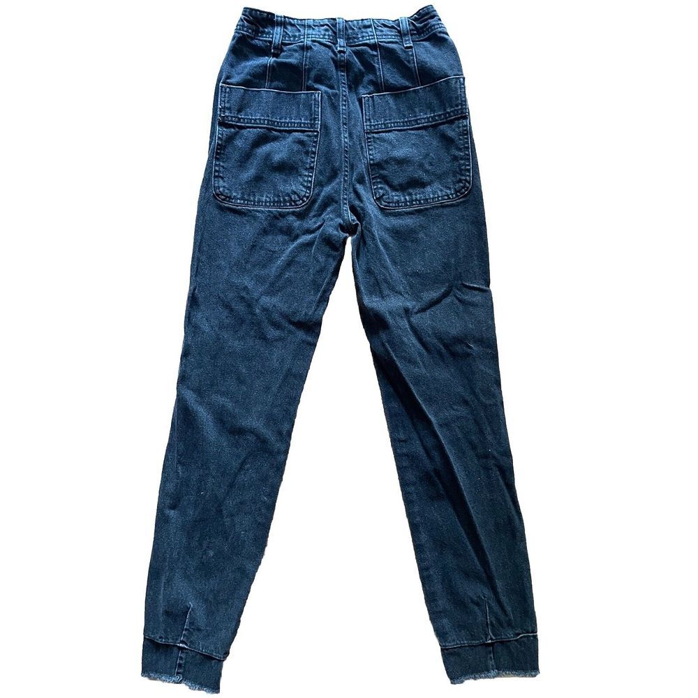 Free‎ People We The Free Women's High Rise Tapered Leg Frayed Hem Jeans Black 24 - Picture 2 of 9